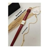 Brality Vintage Moda Tasarım- Kadın Kol Saati Gold Kasa- Bordo Renk Kroko Kordon- Beyaz Renk Kadran