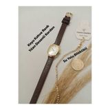Brality Yeni Moda Kadın Kol Saati ... Retro Minimal , Vintage Model.... Koyu Kahve Kordon , Beyaz Renk Roma Rakamlı Kadran , GOLD RENK KASA - SU YOLU BİLEKLİKLİ