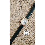 Brality Zarif Tasarım Retro Vintage Kadın Kol Saati Oval Gold Kasa Koyu Yeşil Renk 0014 - 20 cm.