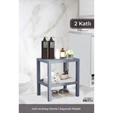 Brambe Life 2 Katlı Ombeg Banyo Mutfak Düzenleyici Dekoratif Plastik Çok Amaçlı Saksılık Kitaplık Gri - Standart - Renkli