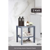 BRAMBLE LIFE 2 Katlı Ombeg Banyo Mutfak Düzenleyici Dekoratif Plastik Çok Amaçlı Saksılık Kitaplık Gri