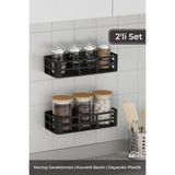 BRAMBLE LIFE 2'li Yapışkanlı Plastik Mutfak Rafı Düzenleyici Organizer Baharatlık Set