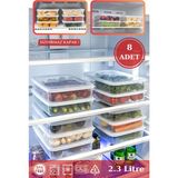 Bramble Life 8 Adet 3,2 Lt Sızdırmaz Dikdörtgen Buzdolabı Buzluk ve Mikrodalga Saklama Kabı Seti Şeffaf - Standart - Renkli