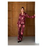 Brand Of Zaz Velvet Flora Saten Uzun Kollu Pijama Takımı