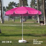 Branda Marketim Pembe Plaj Şemsiyesi 200 cm Ø (Bidon Ayak Dahil)