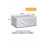 Branda Noktası 160x100x80 cm Gri Renk Bahçe Mobilya Koruma Örtüsü m²/230 gr Dokuma Branda Kuşgözü Kapsüllü