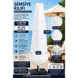 Branda Noktası Şemsiye Kılıfı Su Geçirmez 230 gr Dokuma Naylon Branda Uv Korumalı Bahçe Şemsiye Koruyucu - 200 x 90 cm - Beyaz