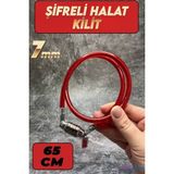 Brandahome Bisiklet 7 mm Şifreli Halat Kilit Güvenlik 65 cm Kırmızı Renkli Dayanıklı Malzeme ile Pratik Kullanım