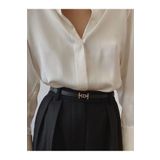 BRAND&BELT gold tokalı ince kemer modeli