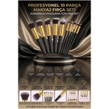 BrandLux 10 Parça Profesyonel Makyaj Fırça Seti Yumuşak Sentetik Kıllı Pudra Fondöten Allık Far Kozmetik Fırça Takımı