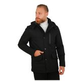 BRANGO Erkek Slim Fit Kaban, Siyah, XXL