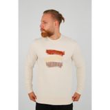 BRANGO Erkek Slim Fit Sweatshirt, Bisiklet Yaka, Uzun Kol, Kırık Beyaz, 3XL