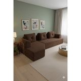 Branna Home Cardano Lüks Köşe Koltuk Salon L Koltuk Takımı Tamamen Sünger Modern Köşe Oturma Grubu - Kahverengi