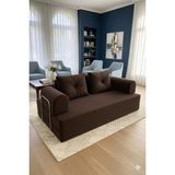 Branna Home Etena 2 Kişilik Aktivite Koltuğu Çift Kişilik Silinebilir Kanepe Modern Tamamen Sünger Uzanma Koltuk - Kahverengi