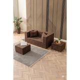 Branna Home Neo Çift Kişilik Açılır Koltuk & Çift Kişilik Puflu & Uzanma Koltuğu & Silinebilir Çok Amaçlı - Kahverengi