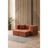 Branna Home Neo Çift Kişilik Açılır Koltuk & Çift Kişilik Puflu & Uzanma Koltuğu & Silinebilir Çok Amaçlı - Kiremit