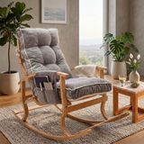 Branna Home Salın Minderli Ahşap Sallanan Sandalye - Dinlenme Sandalyesi - Gri