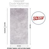 Brano 30X60 cm Kendinden Yapışkanlı Duvar,banyo,tezgah Arası Kaplama Açık Gri-24 Adet - 30 x 60 cm
