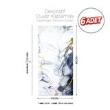 Brano 30X60 cm Kendinden Yapışkanlı Duvar,banyo,tezgah Arası Kaplama Beyaz-Mavi Mermer Desen 6 Adet