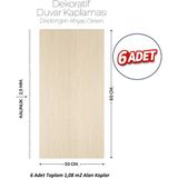 Brano 30X60 cm Kendinden Yapışkanlı Duvar,banyo,tezgah Arası Kaplama Doğal Ahşap Desen 6 Adet - 30 x 60 cm - Ahşap - Bej