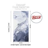 Brano 30X60 cm Kendinden Yapışkanlı Duvar,banyo,tezgah Arası Kaplama Gri-Mavi Mermer 12 Adet