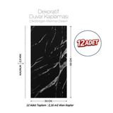 Brano 30X60 cm Kendinden Yapışkanlı Duvar,banyo,tezgah Arası Kaplama Siyah Mermer Desen 12 Adet