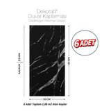 Brano 30X60 cm Kendinden Yapışkanlı Duvar,banyo,tezgah Arası Kaplama Siyah Mermer Desen 6 Adet