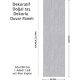 Brano 60X280 Duvar Paneli Doğal Taş Desen ,salon,duvar,traverten - 60 x 280 Cm - Açık Gri - 1 Adet