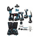 BRANZEG Beşli 5'Li Şarjlı Matkap Seti Spiral Hilti Budama Somun Sıkma Kömürsüz Motor 3X Batarya