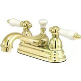 Brass Ks3602pl Restorasyon 10 Cm Merkez Seti Porselen Kol Saplı Lavabo Musluğu, Cilalı Pirinç