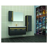 Brat Zambak 100 Banyo Dolabı Siyah-Altin