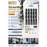 Brati Hand Tools 10,5 Mm Hss Matkap Ucu 5'Li Paket Metal Alüminyum Ahşap Plastik Çelik Delme Uç Delik Açma Uçları