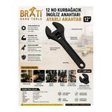 BRATİ HAND TOOLS 12'' Kurbağacık Ingiliz Anahtarı Ayarlı Anahtar 12 Inç