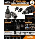 BRATİ HAND TOOLS 1/2 Somun Sıkma Matkap Mandren Adaptör Somun Sökme Makinesini Mandrene Çevirici Aparatı
