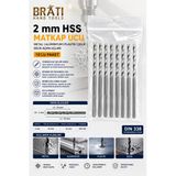 BRATİ HAND TOOLS 2 Mm Matkap Ucu 10'lu Paket Metal Alüminyum Ahşap Plastik Çelik Uç Delik Açma Uçları
