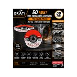 BRATİ HAND TOOLS 50 Adet İnox Metal Kesici Kesme Diski 115x1,0x22,23 mm İnce Taş Spiral Demir Kesici Disk