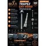 Brati Hand Tools 5,5X105 Çatı Trapez Sac Vida Çatı Panel Metal Vidası 100 Adet Trapez Çatı Vidası M8 Adaptörlü