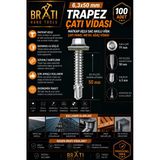 Brati Hand Tools 6.3X50 Çatı Trapez Çatı Vidası Panel Vidası M10 Adaptör Ve 100 Adet Trapez Vida