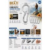 Brati Hand Tools 8 Mm Kilitli Karabina Yaylı Kanca Olta Dağcılık Tırmanma Kamp Malzemeleri Anahtar Askı Aparatı 5 Ad