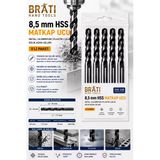 Brati Hand Tools 8,5 Mm Hss Matkap Ucu 5'Li Paket Metal Alüminyum Ahşap Plastik Çelik Delme Uç Delik Açma Uçları