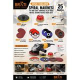BRATİ HAND TOOLS Avuç Taşlama Spiral Makinesi 115 mm Cırt Zımpara Flap Inox Metal Kesme Kesici Disk Seti 25 Parça