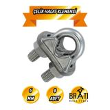 BRATİ HAND TOOLS Çelik Halat Sıkma Sabitleme Klemensi 6 mm Çamaşır İpi Sıkma Bağlama Somunlu 8 Adet
