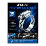 BRATİ HAND TOOLS Hortum Kelepçesi Tork Ayarlı 13X19 mm Galvenizli Boru Metal Kelepçe Ayarlanabilir Klips 10 Adet