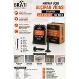 BRATİ HAND TOOLS Matkap Uçlu Alçıpan Vidası Siyah Vida 3.5 X 25 Mm 100 Adet