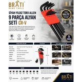 BRATİ HAND TOOLS Siyah Yıldız Torx Allen 9 Parça Alyan Seti Cr-V