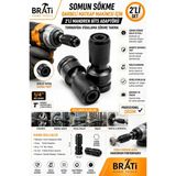 BRATİ HAND TOOLS Somun Sökme Darbeli Matkap Makinesi Için 2'li Mandren Bits Adaptörü Tornavida Vidalama Sökme Takma