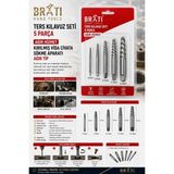 BRATİ HAND TOOLS Ters Kılavuz Seti 5 Parça Ağır Hizmet Kırılmış Vida Cıvata Sökme Aparatı Ağır Tip