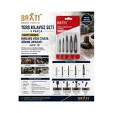 BRATİ HAND TOOLS Ters Kılavuz Seti 5 Parça Hafif Hizmet Kırılmış Vida Civata Sökme Aparatı Hafif Tip
