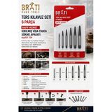 BRATİ HAND TOOLS Ters Kılavuz Seti 6 Parça Hafif Hizmet Kırılmış Vida Cıvata Sökme Aparatı Hafif Tip