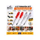 Brati Hand Tools Tornavida Seti Kalın 4'Lü Set (Düz Ve Yıldız Tornavida Ve Kontrol Kalemi)